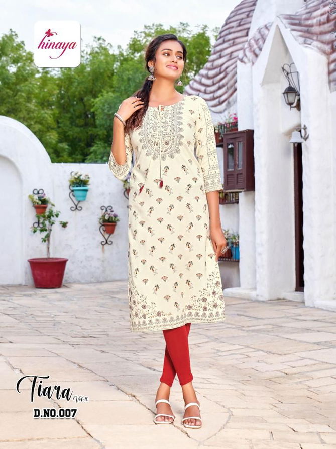 Hinaya Tiara 10 Fancy Ethnic Wear Rayon Printed Kurti Collection